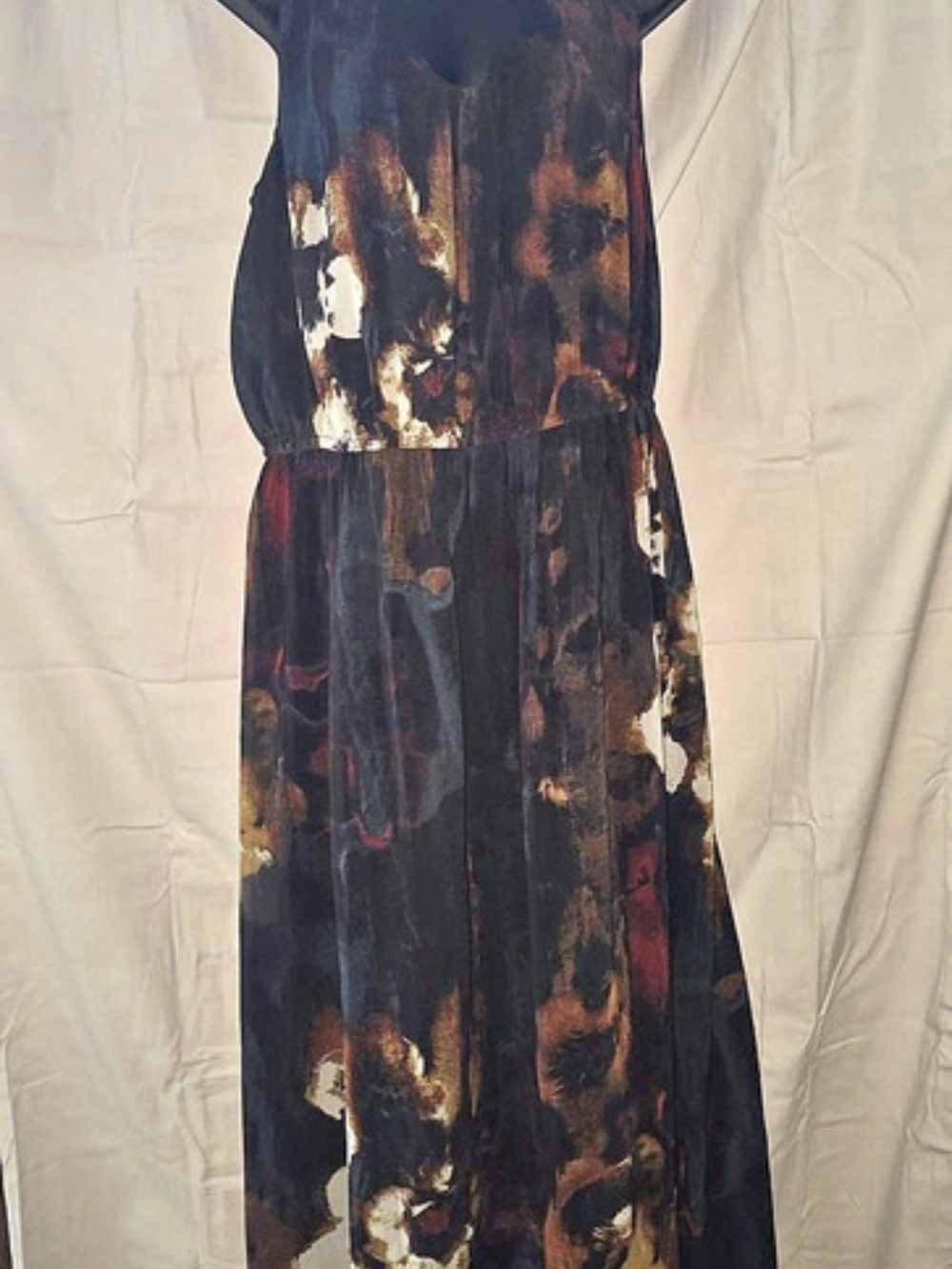 Monroe & Main Sleeveless Belted Waist Abstract Floral Maxi Dress Size XL NWT